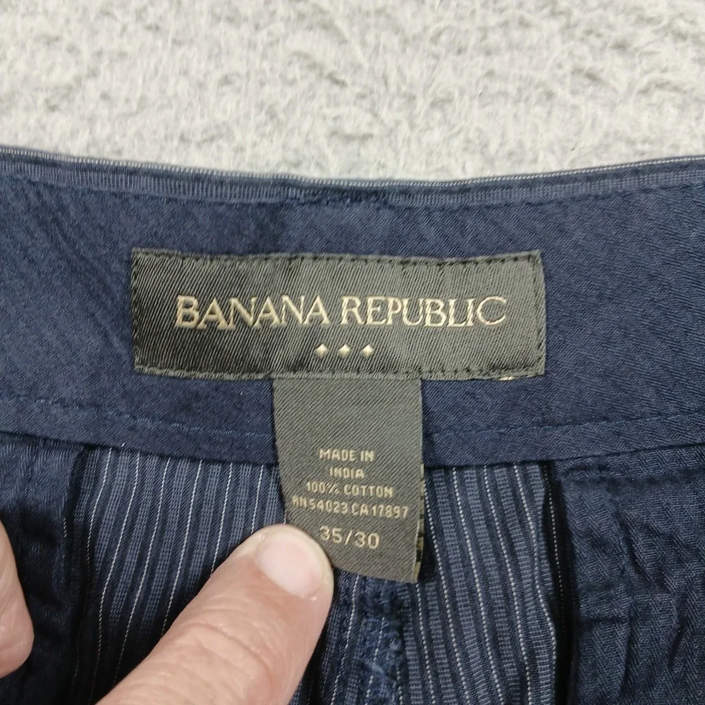 Banana Republic Men's Blue Pinstripe‎ Dress Pants 35x30 100% Cotton EUC